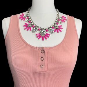 Pink and Silver Statement Necklace